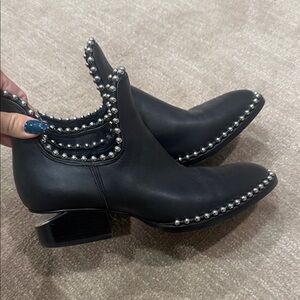 Alexander Wang Black Silver-Studded Ankle Boots